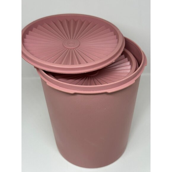 VTG Tupperware Rose Canister Set of 2 with Lids Retro Kitchen Storage 5.5"x7.5" - Picture 7 of 7